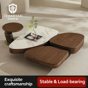 Juego de <span class=keywords><strong>Mesa</strong></span> de Centro de Madera Ajustable de Diseño Irregular, Moderno y Minimalista, Mueble de Sofá Natural de Alta Gama, <span class=keywords><strong>Mesa</strong></span> de Té Única - Product Image 1