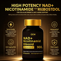 Capsules OEM NAD+ 900mg avec Resvératrol, énergie cellulaire, soutien de la santé de la peau, haute puissance, 60 unités