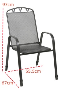 Fauteuil de jardin moderne en fer <span class=keywords><strong>anthracite</strong></span> avec assise et dossier en treillis métallique, empilable, durable, de qualité commerciale, confortable et imperméable pour parc - Product Image 6