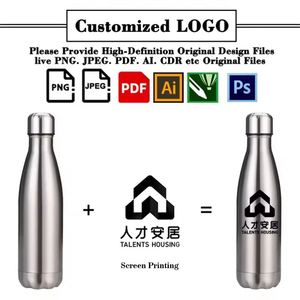 Gobelet isotherme personnalisé avec logo, 350 ml, 500 ml, 750 ml, 1000 ml, en acier inoxydable à double paroi, en forme de bouteille de cola, avec couvercle - Product Image 2