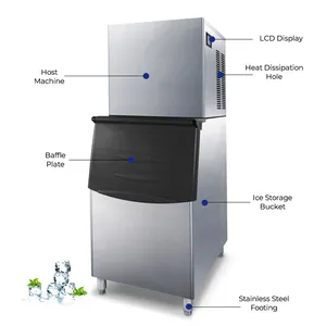 Máquina de fazer cubos de gelo para mastigar, industrial, 195kg a 400kg, para uso em restaurantes, lojas, cafés e hotéis KTV, automática