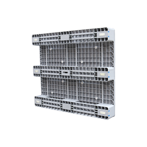 Palé de plástico industrial blanco JOIN, Palé de plástico de cubierta plana apilable de carga pesada de 1200x1000mm - Product Image 4
