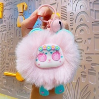 JINNEW Porte-clés en métal Lapin mignon et boule de charbon, jouet, pendentif pour sac à dos, ornement pour clé de voiture, cadeau