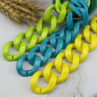 Chaîne en plastique acrylique brillante pour sac à main, accessoires de sangle, boucles en résine, couleur unie, brillant, en plastique, colorés, 35x35mm, 1 pièce