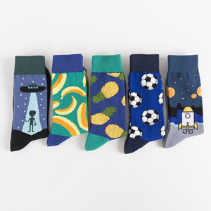 Vente en gros de chaussettes à motifs jacquard <span class=keywords><strong>banane</strong></span> personnalisées Chaussettes mi-mollet en coton pour hommes - Product Image 5