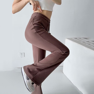 <strong>Women</strong> Drawstring High Waisted Baggy Pants Grey Athletic <strong>Trousers</strong> Wide Leg Flared Sweatpants - Product Image 6