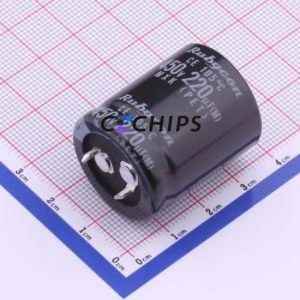 Condensador Electrolítico de Aluminio de Montaje a Presión 450MXK220MEFCSN25X30, Componente de Orificio Pasante THT, D25xL30mm 220uF 20% 450V 10mm - Product Image 1