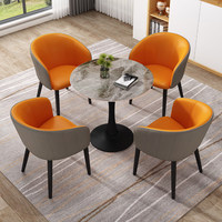 Ensemble de table à manger moderne en pierre frittée avec 4 chaises en cuir, style nordique de luxe léger, structure métallique, personnalisable pour restaurant commercial