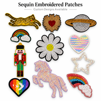 Patch personnalisé en sequins, broderie intégrale de sequins, badge décoratif, logo en forme de patch pour accessoires vestimentaires de mode