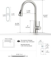 Robinet de cuisine sans contact avec distributeur de savon, nickel brossé, capteur latéral, sans plomb, monocommande
