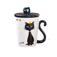 Bonne Qualité Dessin Animé 3D Chat Tasse À Café En Céramique avec Couvercle et Cuillère Petite QUANTITÉ MINIMALE DE COMMANDE Personnaliser