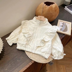 Primavera e autunno 2025 da <span class=keywords><strong>bambina</strong></span> cappotto da <span class=keywords><strong>bambina</strong></span> a manica lunga tinta unita giacca elegante per <span class=keywords><strong>bambina</strong></span> con pizzo per bambini top - Product Image 1