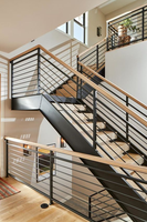 Rampe à câble moderne Escalier à câble en aluminium Mono Stringer Main courante en acier inoxydable de premier rang pour balcon et terrasse