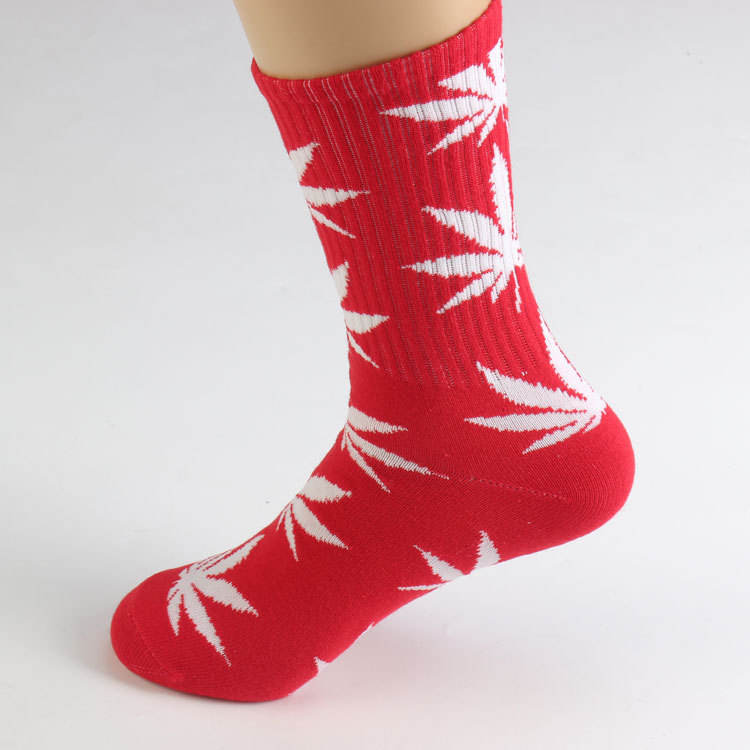 Men Street Funny Sport Crew Socks Bulk Wholesale Combed Cotton Hip Hop Fashion Weed Hemp Leaf Couple Socks