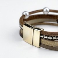 Nouveau RFID NFC NTAG216 Bracelet Coquille De Noix De Coco En Cuir Chaîne Boucle Magnétique Contrôle D'accès Tag Personnalisation Disponible Étanche