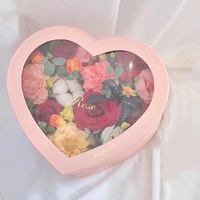 Boîte cadeau en carton rigide pour la Saint-Valentin, en forme de cœur rose, avec couvercle transparent, doublée d'éponge, recyclée, pour chocolats et fleurs