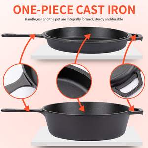 Poêle à double usage en <span class=keywords><strong>fonte</strong></span> de style américain à l'<span class=keywords><strong>ancienne</strong></span>, design classique, fer épaissi, pour la cuisine, la friture et la soupe - Product Image 5