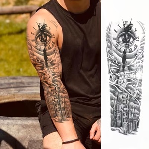 Autocollant de tatouage temporaire pour bras entier de style indien, imperméable, réaliste, en papier, pour l'art corporel, durable de 3 à 7 jours - Product Image 1