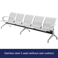 Banc d'attente moderne en métal à cinq places, durable, facile à nettoyer, sièges publics pour hôpital, aéroport