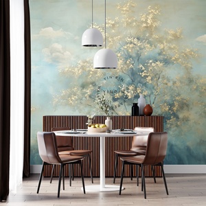 Papier peint mural personnalisé imperméable, paysage printanier estival, arbre en fleurs, ciel, nuages, paysage, décoration murale pour la maison - Product Image 3