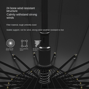 Paraguas automático de doble propósito grande para dos personas, 24 huesos, resistente al viento, a prueba de lluvia, mango largo duradero para hombres, regalos de negocios - Product Image 3
