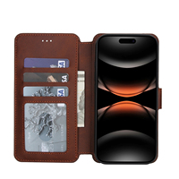 Portefeuille en cuir PU d'affaires pour iPhone 16 Pro 17 Proma Flip Card Slots Folio Phone Back Cover Shell avec béquille magnétique