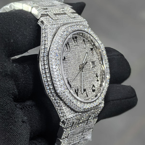 Montre VVS Moissanite pour homme, entièrement sertie de diamants, mouvement automatique, montre de luxe Hip Hop - Product Image 1