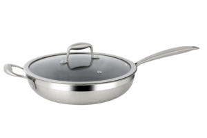 Chef's Classic Juego de utensilios de cocina modernos de acero inoxidable de 7 piezas Fondo de inducción <span class=keywords><strong>3</strong></span> capas Gas Logotipo personalizable Tapa de vidrio templado - Product Image 2