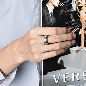 Men's Tungsten Steel <b>Ring</b> 8MM Matte Brushed Wedding Band Gold Black Silver Color Jewelry - Product Image 2