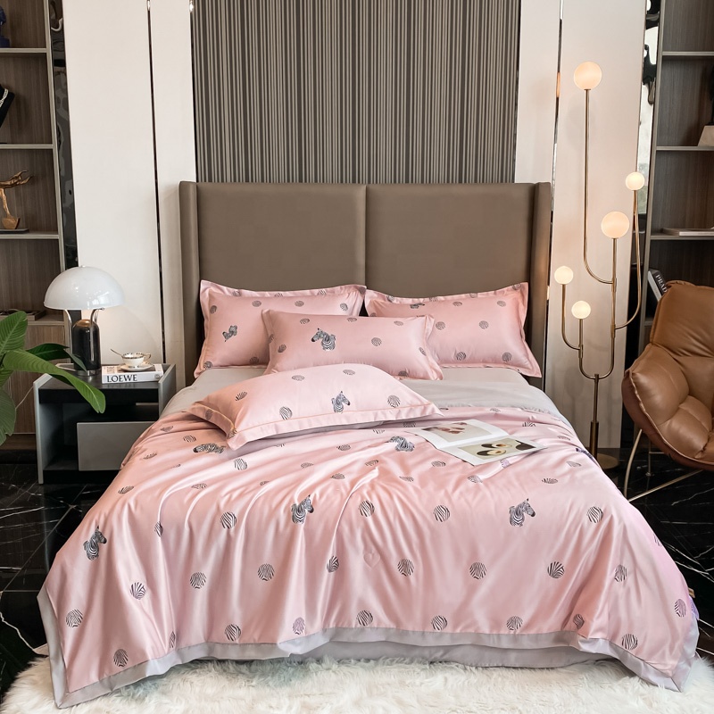Оптовая продажа, Индивидуальный размер, высокое качество, 4 шт., наборы пододеяльников для гостиниц, покрывала от производителя, розовый комплект пододеяльников для кровати