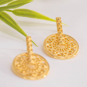 ต่างหูห่วงสไตล์โบฮีเมียน หรูหรา เรียบง่าย ไม่ซ้ำใคร งานฝีมือชุบทองบนเงิน ดีไซน์โปร่ง สำหรับงานแต่งงาน/วันครบรอบ - Product Image 2