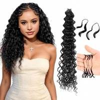 Cheveux humains bouclés birmans pré-séparés pour crochet, effet plume, 60g/pièce, Ocean Wave Miracle Knots
