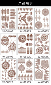 1 unidad de pegatina de <span class=keywords><strong>tatuaje</strong></span> temporal de henna estilo bohemio vintage con <span class=keywords><strong>mandala</strong></span> para cuerpo, mano, <span class=keywords><strong>brazo</strong></span>, uñas, arte, boda, playa, flores - Product Image 6