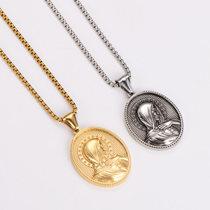 Collier pendentif ovale religieux Vierge Marie en acier inoxydable <span class=keywords><strong>plaqué</strong></span> <span class=keywords><strong>or</strong></span> 18 carats, anti-ternissement, style vintage, vente en gros - Product Image 6