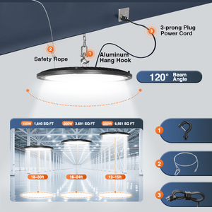 100W 150W 200W 300W Industrial Lighting Highbay Round Pendant Fixture Warehouse <b>Workshop</b> Factory UFO Led High Bay <b>Light</b> - Product Image 6