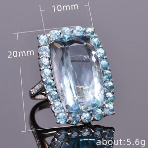 Anello da Donna F664 con Topazio Taglio Smeraldo, Cristalli e Strass, Gioiello Geometrico per Fidanzamento - Product Image 5