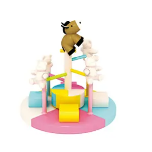 맞춤형 다채로운 자동 실내 놀이터 커피 컵 소프트 플레이 회전 목마 어린이를위한 원격 어린이 부드러운 회전 목마
