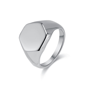 Cross-border geometric design hexagonal stamp <b>titanium</b> steel <b>ring</b>, minimalist smooth unisex style, high-end jewelry. - Product Image 5