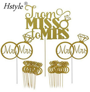 De Mademoiselle À Mme Gâteau Topper Mariée Douche Mariage Baccalauréat Décorations De Fête De Fiançailles Or Paillettes Pics Cupcake PQ422 - Product Image 6