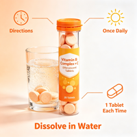 Comprimés effervescents de vitamines B et C en marque blanche OEM/ODM, formule personnalisée, multivitamines en comprimés effervescents