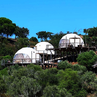 Dôme géodésique transparent de 6 m pour glamping, tente dôme igloo ronde avec salle de bain