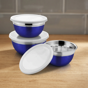 Tazón Mezclador Alemán de Acero Inoxidable Pulido con Tapa y Base de Silicona, Duradero, Ecológico, Clásico para Preparación de Alimentos en la Cocina - Product Image 2