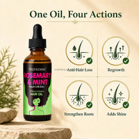 Huile de Croissance Capillaire Personnalisée à la Menthe et au Romarin, Nourrissante, Naturelle et Anti-Chute, à Marque Blanche, pour Femmes Noires, Vente en Gros
