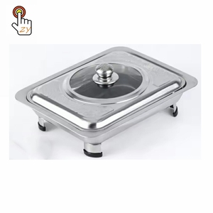 Casserole en acier inoxydable de 4 <span class=keywords><strong>pieds</strong></span> avec couvercle en verre Cuisson Hôtel Buffet Plateau Chauffe-<span class=keywords><strong>plats</strong></span> Casserole Hot Pot - Product Image 1