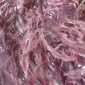 ชุดเดรสลูกไม้ขนนกกระจอกเทศ3D ผ้าทูลสี3D แวววาวแวววาว - Product Image 6