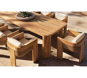 Meubles de table de jardin modernes en <span class=keywords><strong>bois</strong></span> massif de luxe personnalisables ensemble de tables à manger d'extérieur en <span class=keywords><strong>teck</strong></span> - Product Image 1