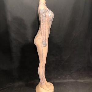 Novance Y1446 Abbigliamento <span class=keywords><strong>Donna</strong></span> 2022 Abito con Collo Alto e Diamanti Luccicanti <span class=keywords><strong>Elegante</strong></span> Vestito da Festa Compleanno Tuta Trasparente in Rete - Product Image 3