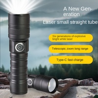 Senter Laser LED Putih Mini IP54 Pengisian Daya USB Tipe-C Pengisian Cepat Fokus Teleskopik Aluminium Jarak Jauh Sangat Terang