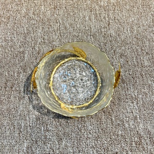 <strong>Creative</strong> Flower Home Gift Arabic Style Golden Plated Small Size Glass <strong>Plate</strong> with Handle Golden Metal Frame Glass <strong>Serving</strong> Bowl - Product Image 4
