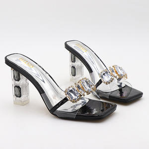 <span class=keywords><strong>Scarpe</strong></span> firmate personalizzate pantofole con cintura trasparente con strass pantofole con tacco alto da donna e da donna, moda donna - Product Image 3